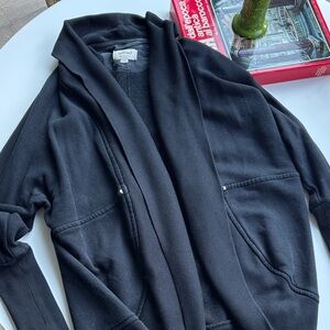 Wilfred Black Draped Shawl-Collar Cardigan